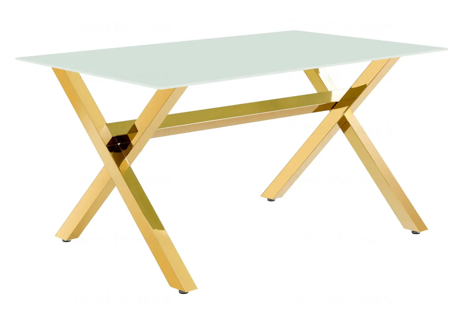 Table à manger en verre pied doré CROSS Swedzo-Meuble