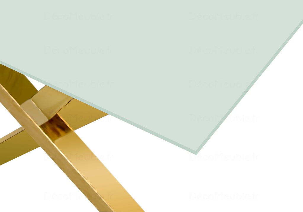 Table é manger en verre pied doré CROSS