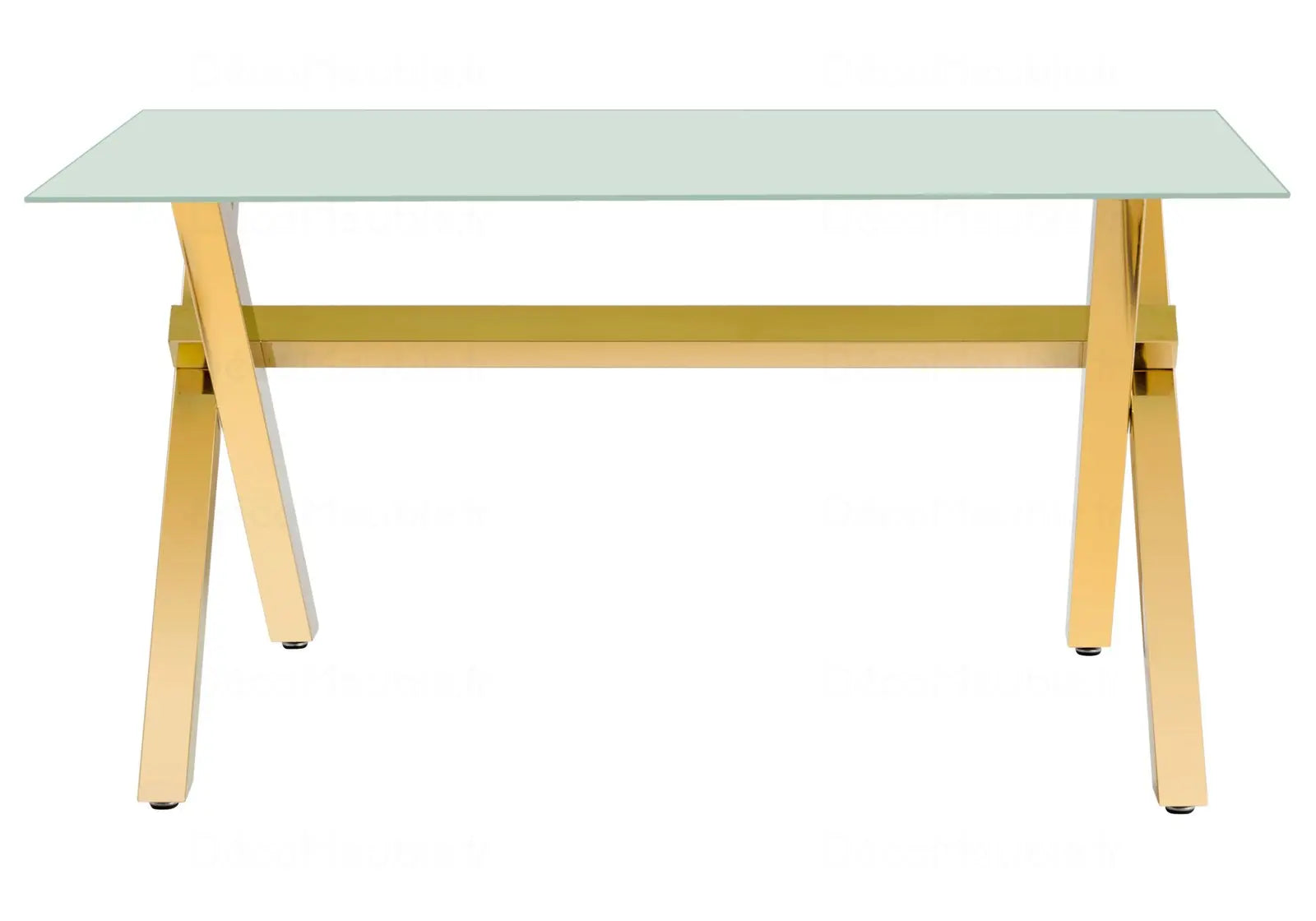 Table à manger en verre pied doré CROSS Swedzo-Meuble