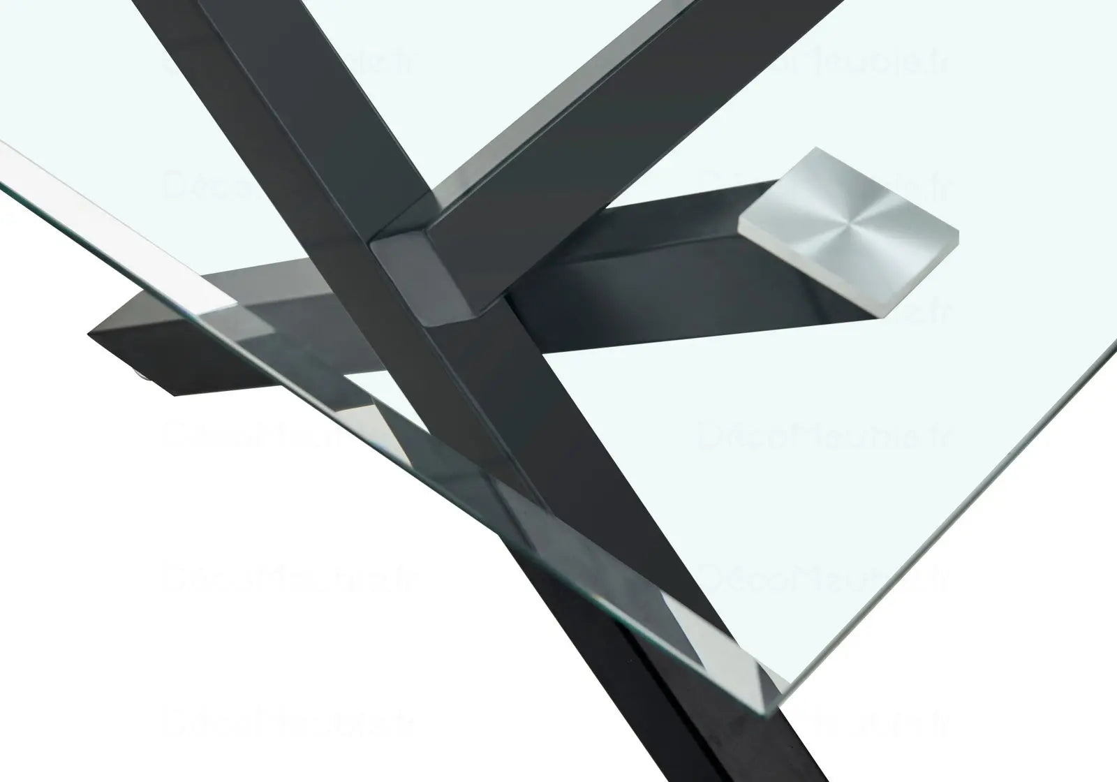 Table en verre et chaises marron CROSS Swedzo-Meuble
