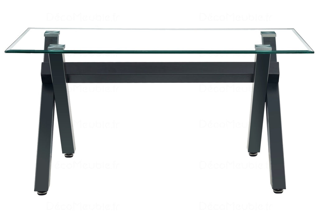 Table en verre et chaises marron CROSS