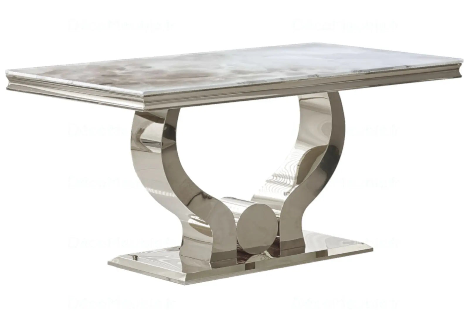 Table et chaises marbre beige argent NEA Swedzo-Meuble