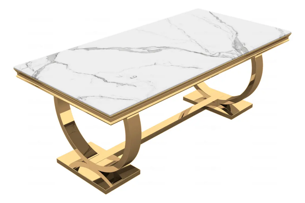 Table é manger marbre blanc doré BOBO