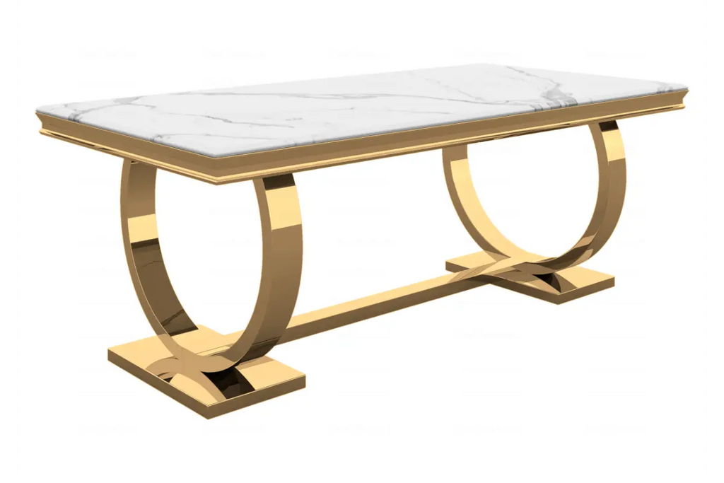 Table é manger marbre blanc doré BOBO