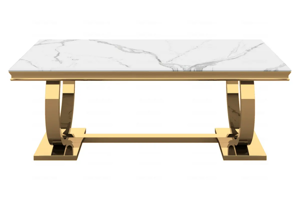 Table é manger marbre blanc doré BOBO
