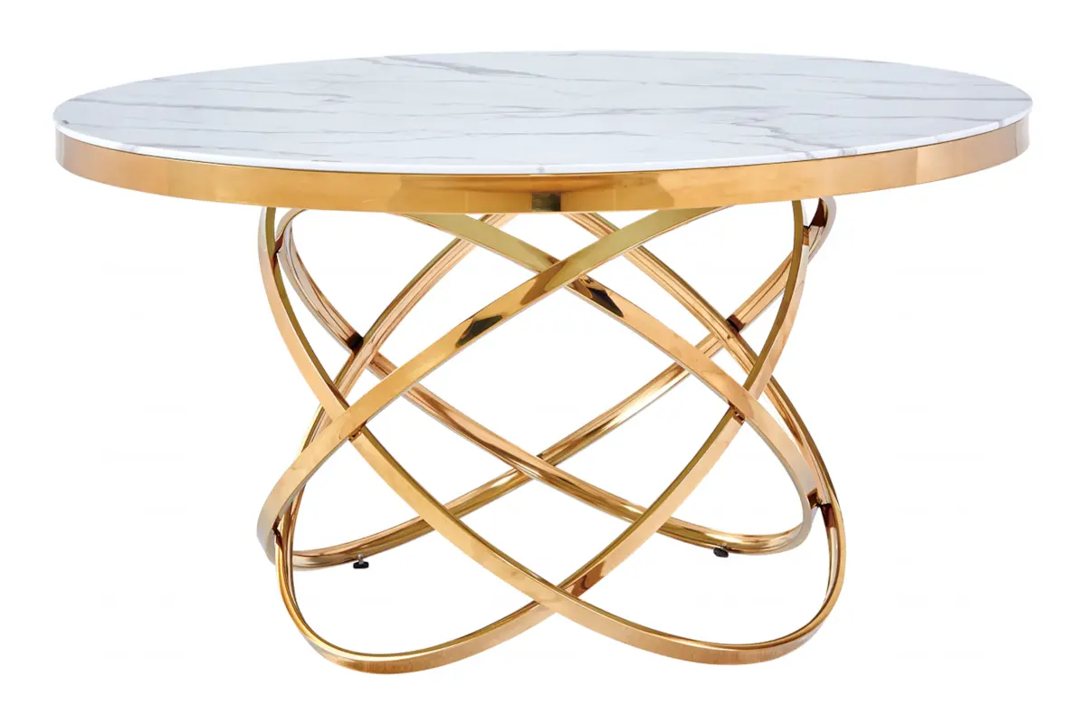 Table é manger marbre blanc doré EVO
