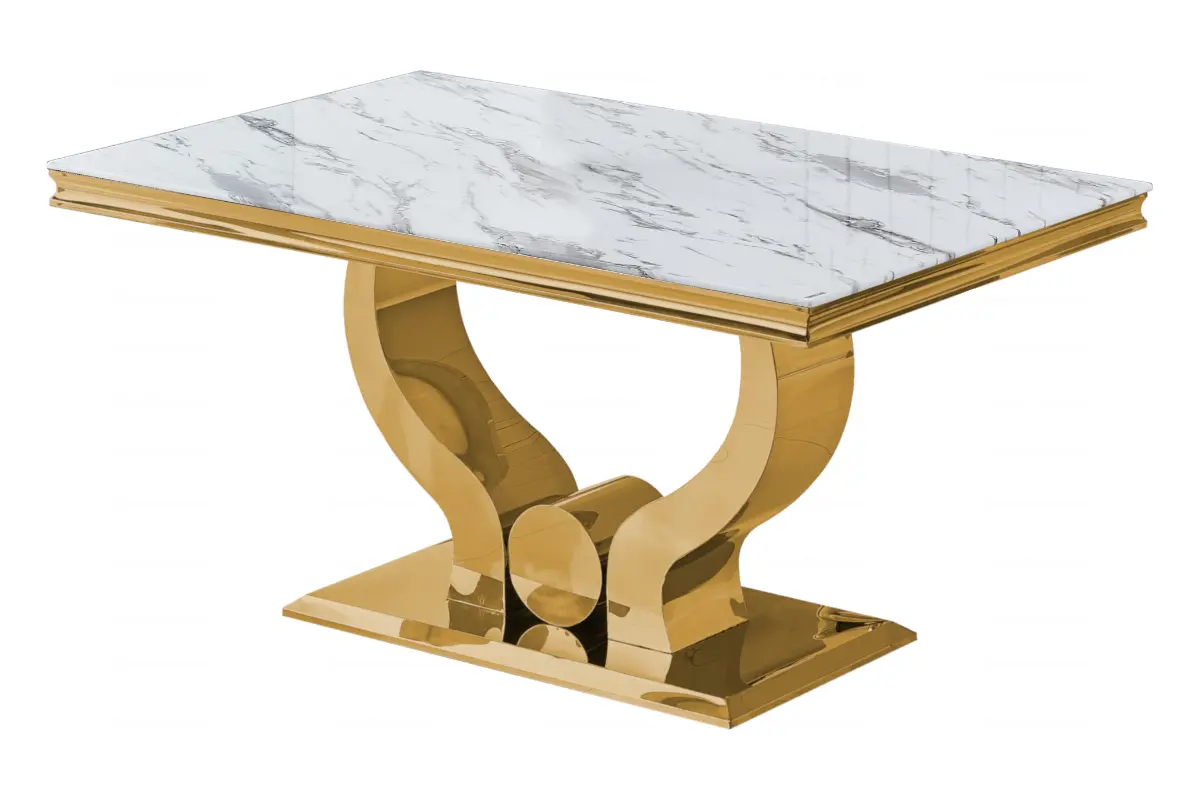 Table et chaises marbre blanc doré NEA