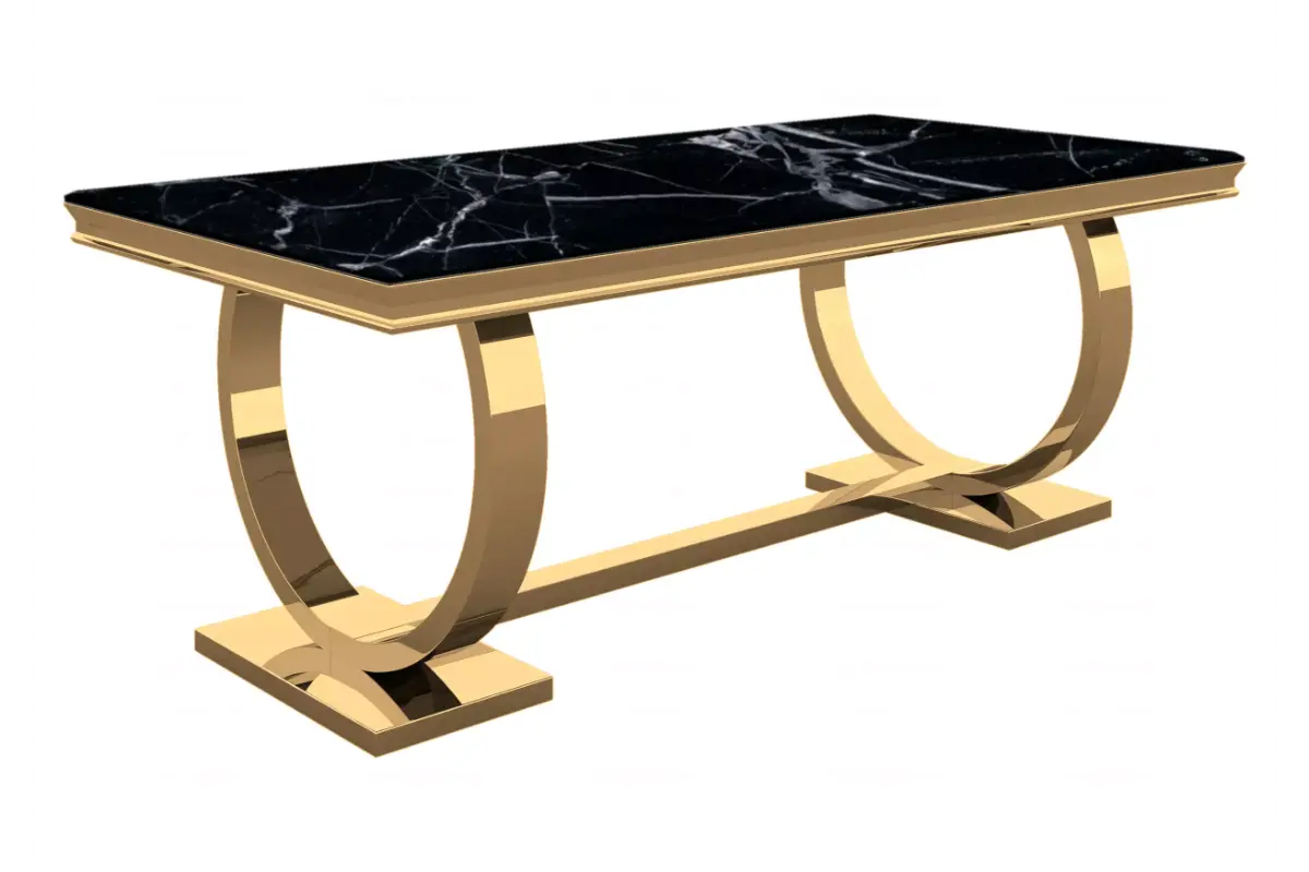 Table é manger marbre noir doré BOBO