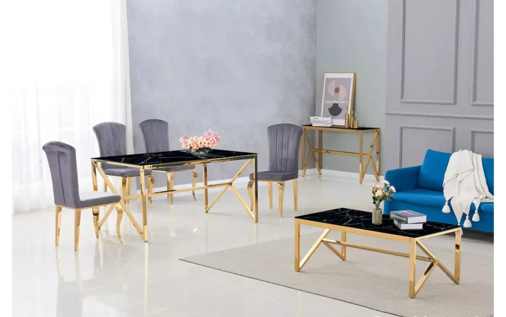 Table basse dorée marbre noir JESSY