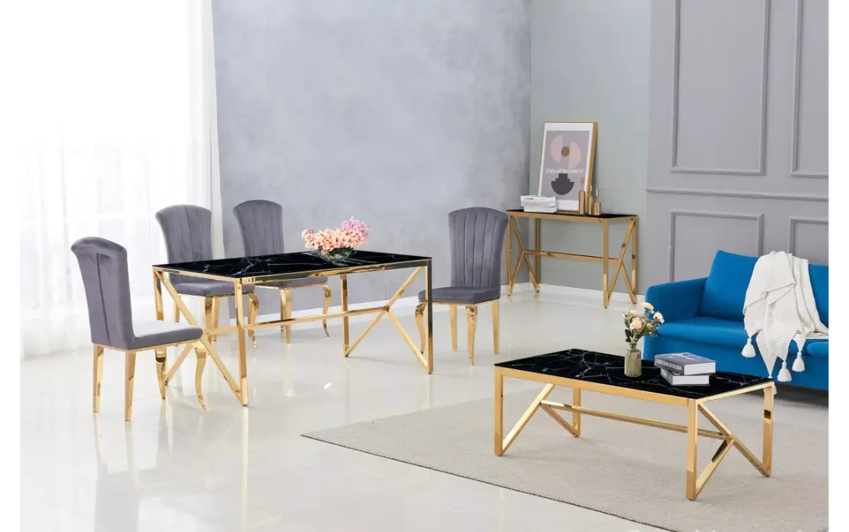 Table basse dorée marbre noir JESSY