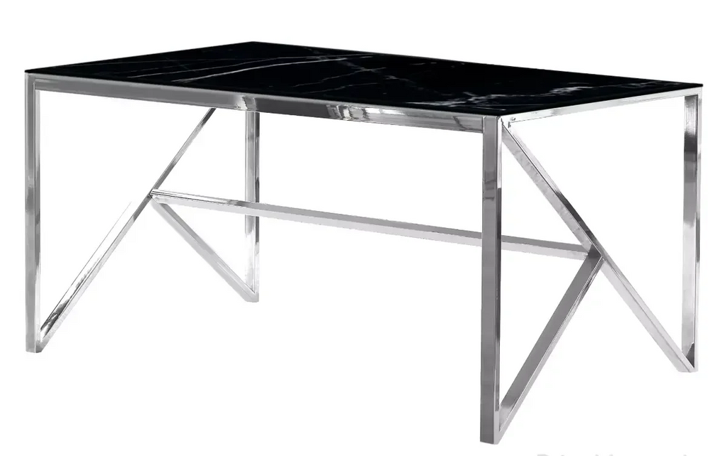 Table et chaise blanc marbre noir DIA