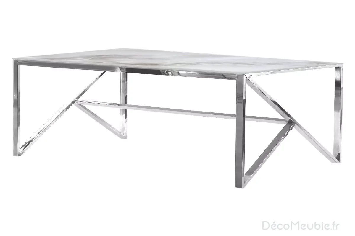 Table basse argent marbre beige JESSY