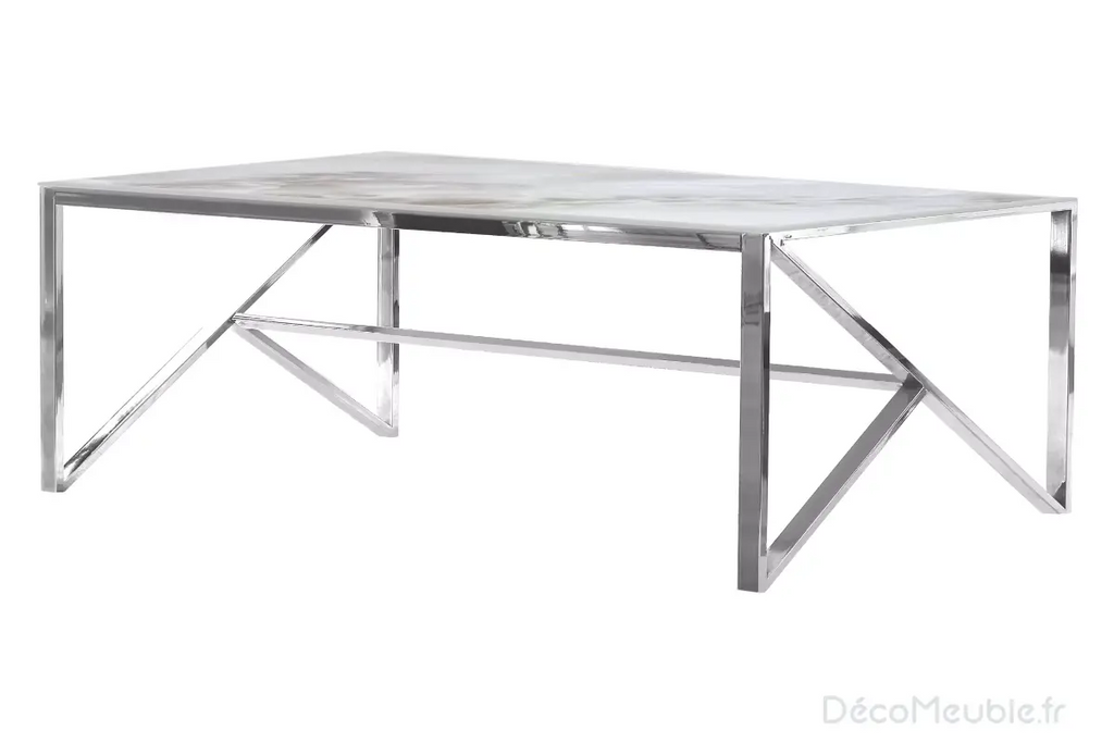 Table basse argent marbre beige JESSY