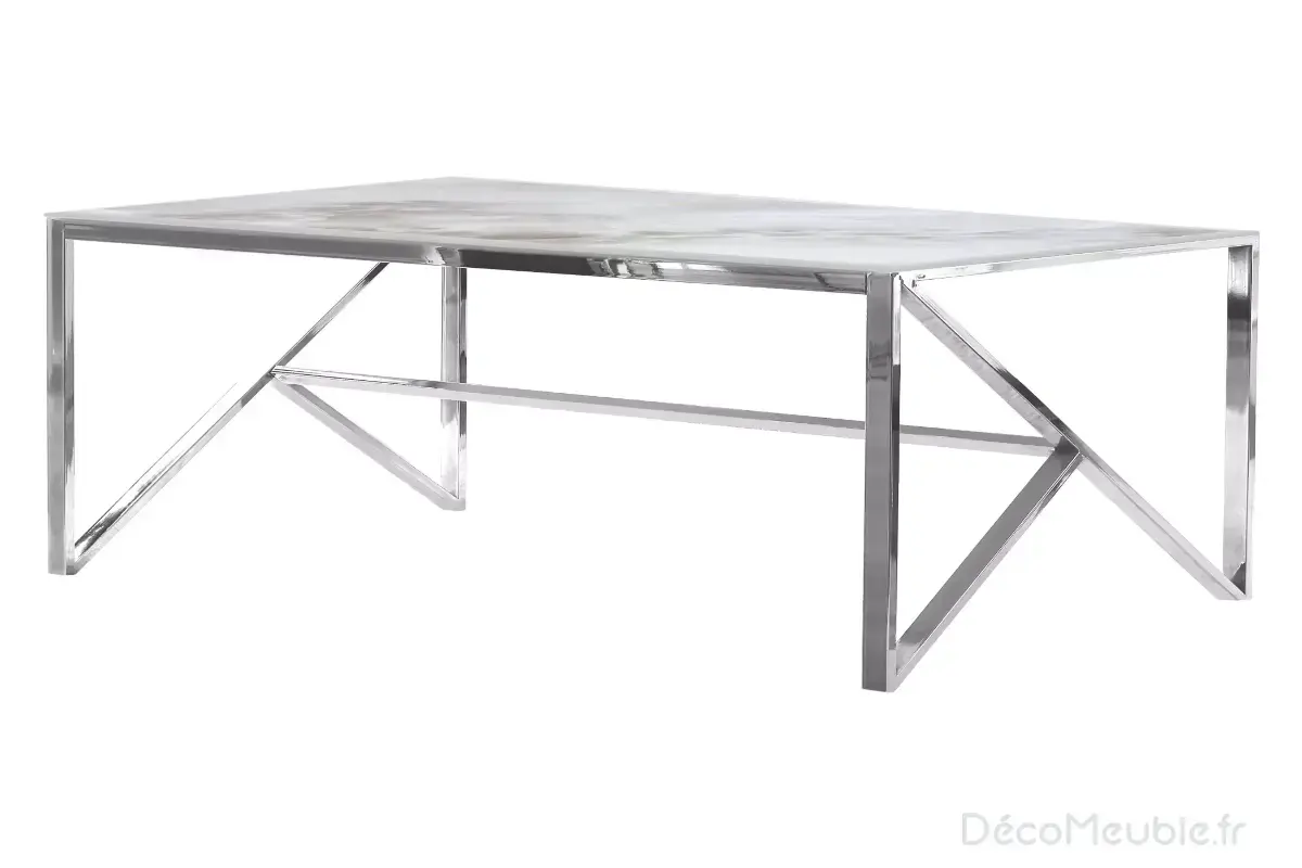 Table basse argent marbre beige JESSY Swedzo-Meuble