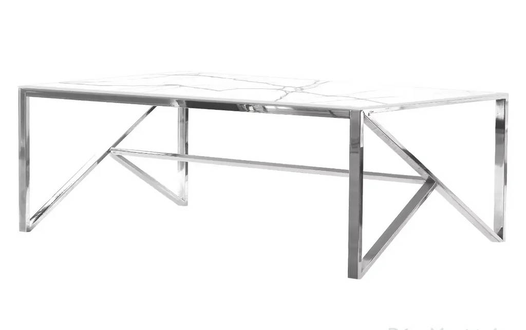 Table basse argent marbre blanc JESSY