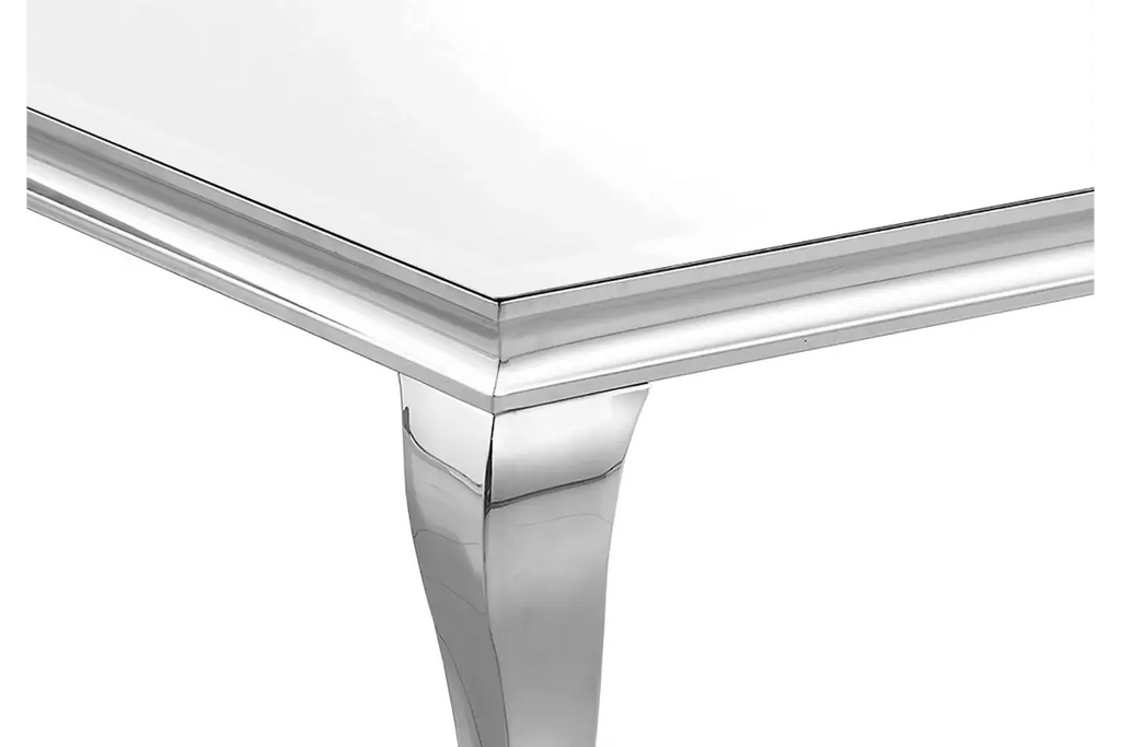 Table basse argentée verre blanc NEO