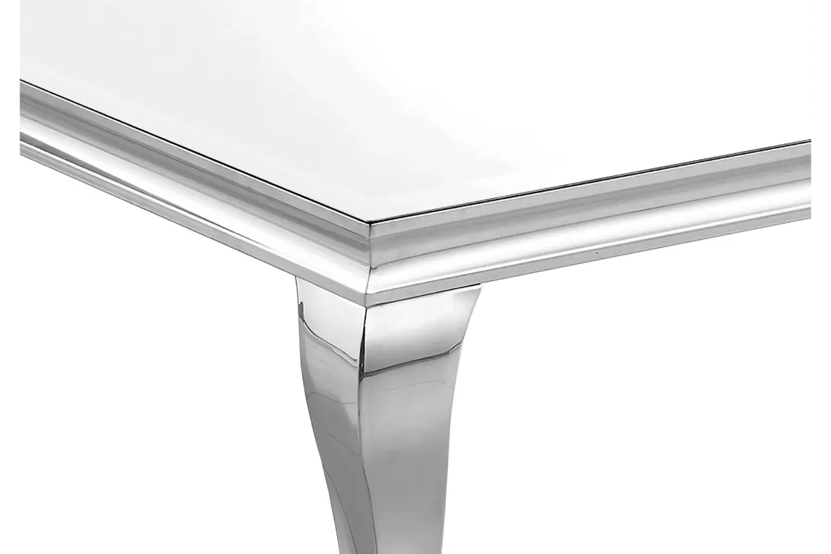 Table basse argentée verre blanc NEO