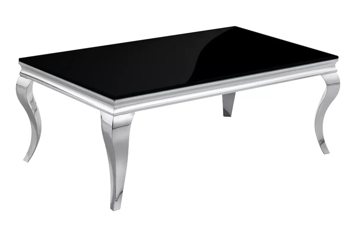Table basse argentée verre noir NEO