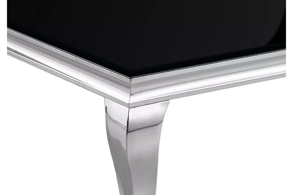 Table basse argentée verre noir NEO