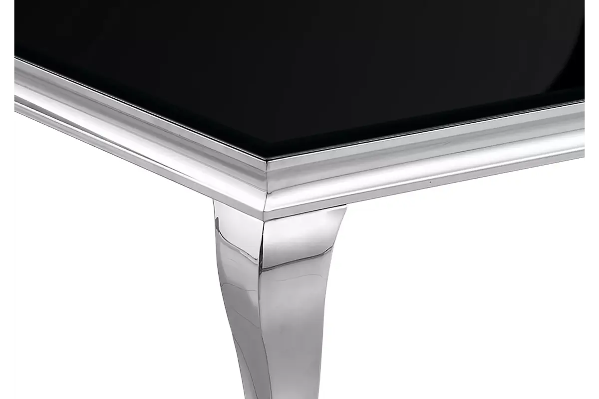 Table basse argentée verre noir NEO