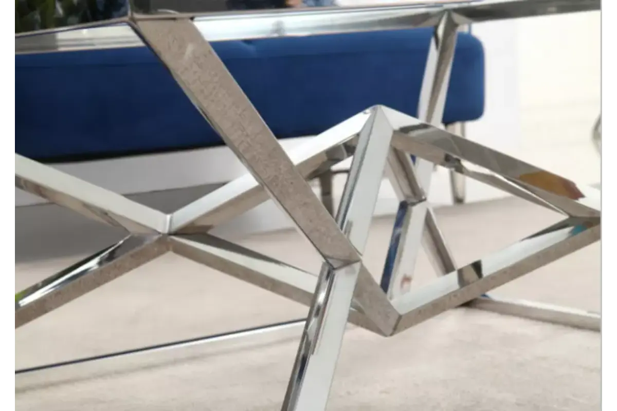 Table basse argentée marbre blanc LUXOR