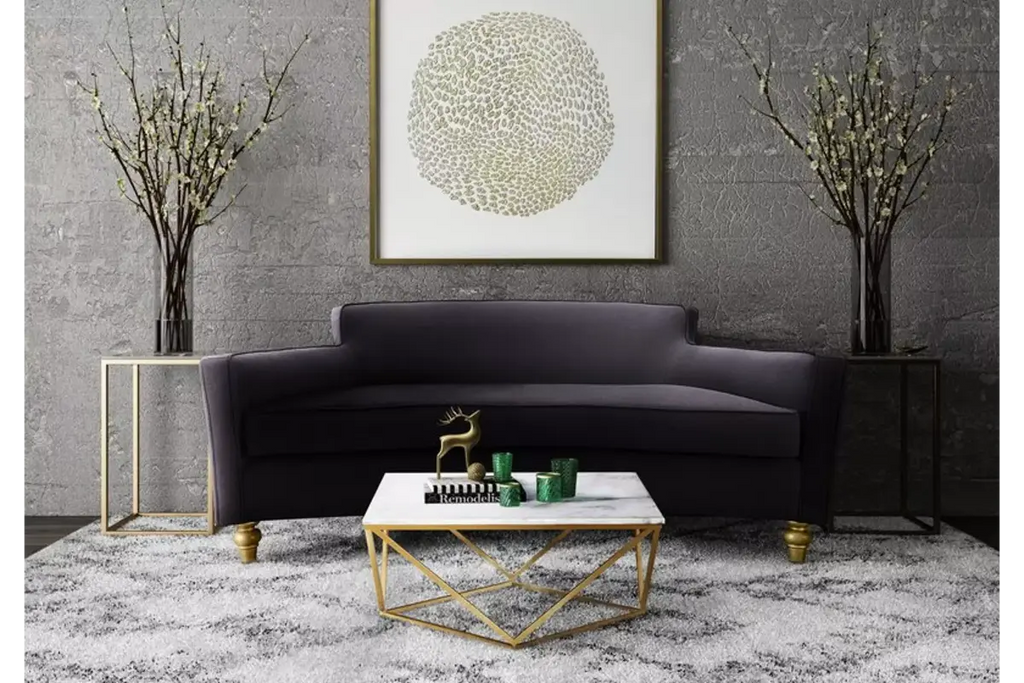 Table basse carré doré marbre blanc ILéA