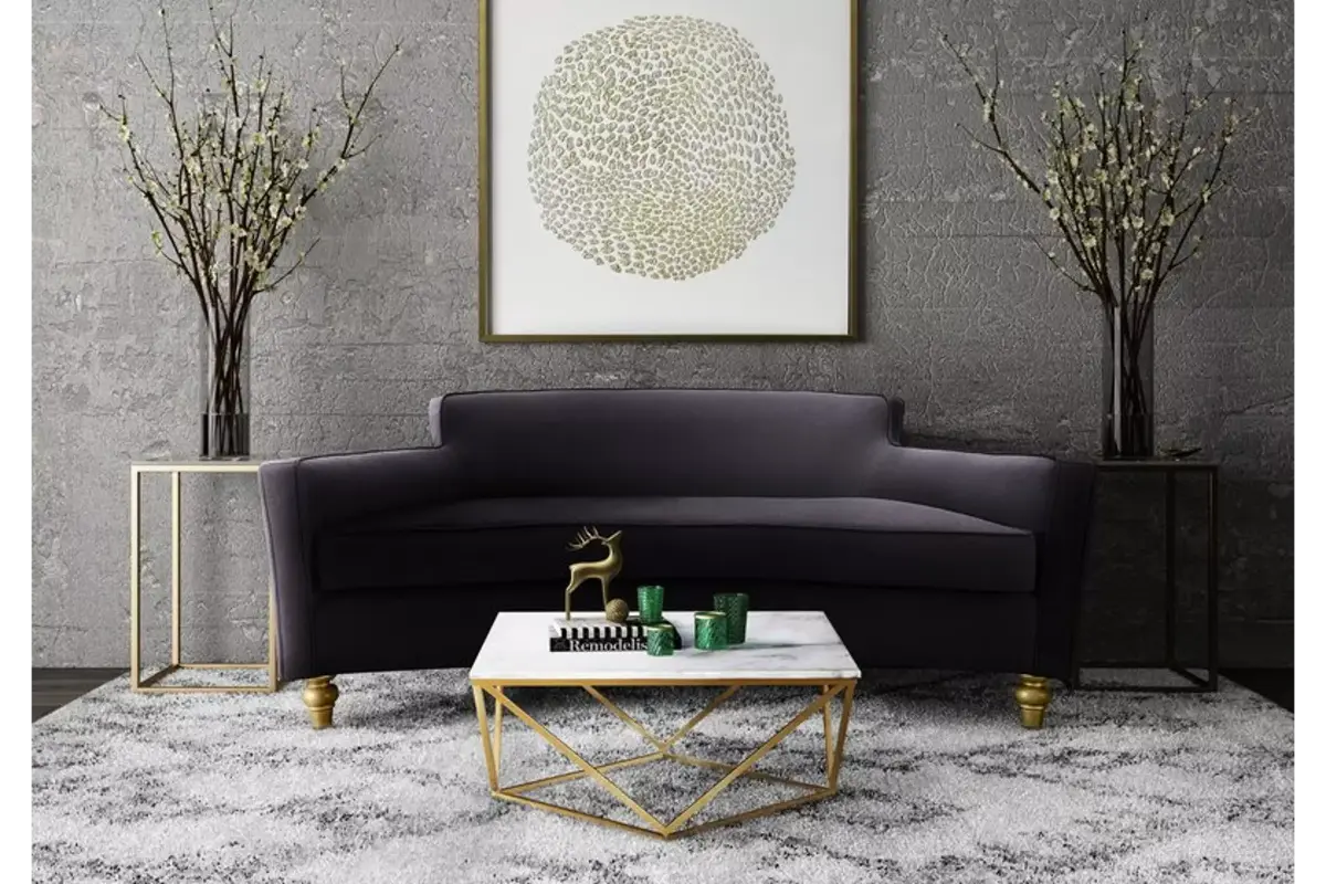 Table basse carré doré marbre blanc ILéA