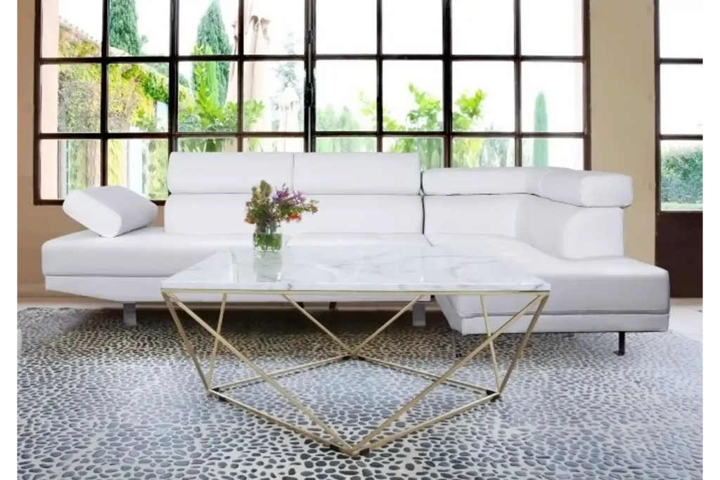 Table basse carré doré marbre blanc ILéA