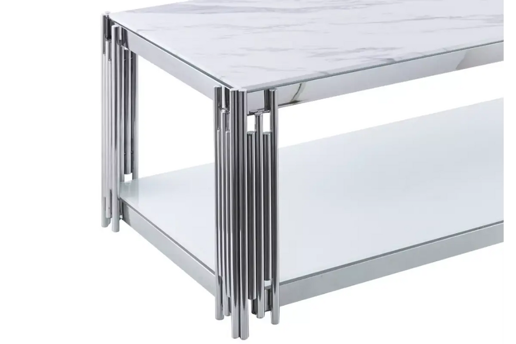 Table basse chromé marbre éVE