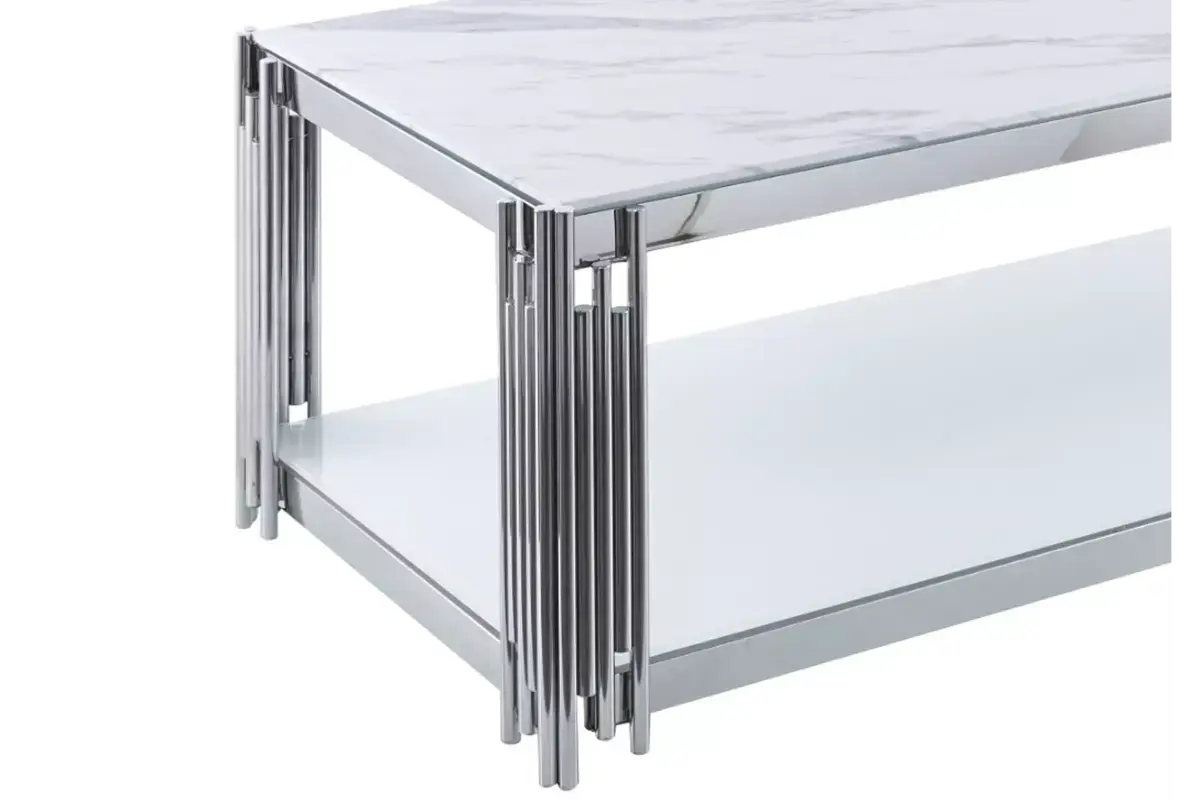 Table basse chromé marbre éVE Swedzo-Meuble