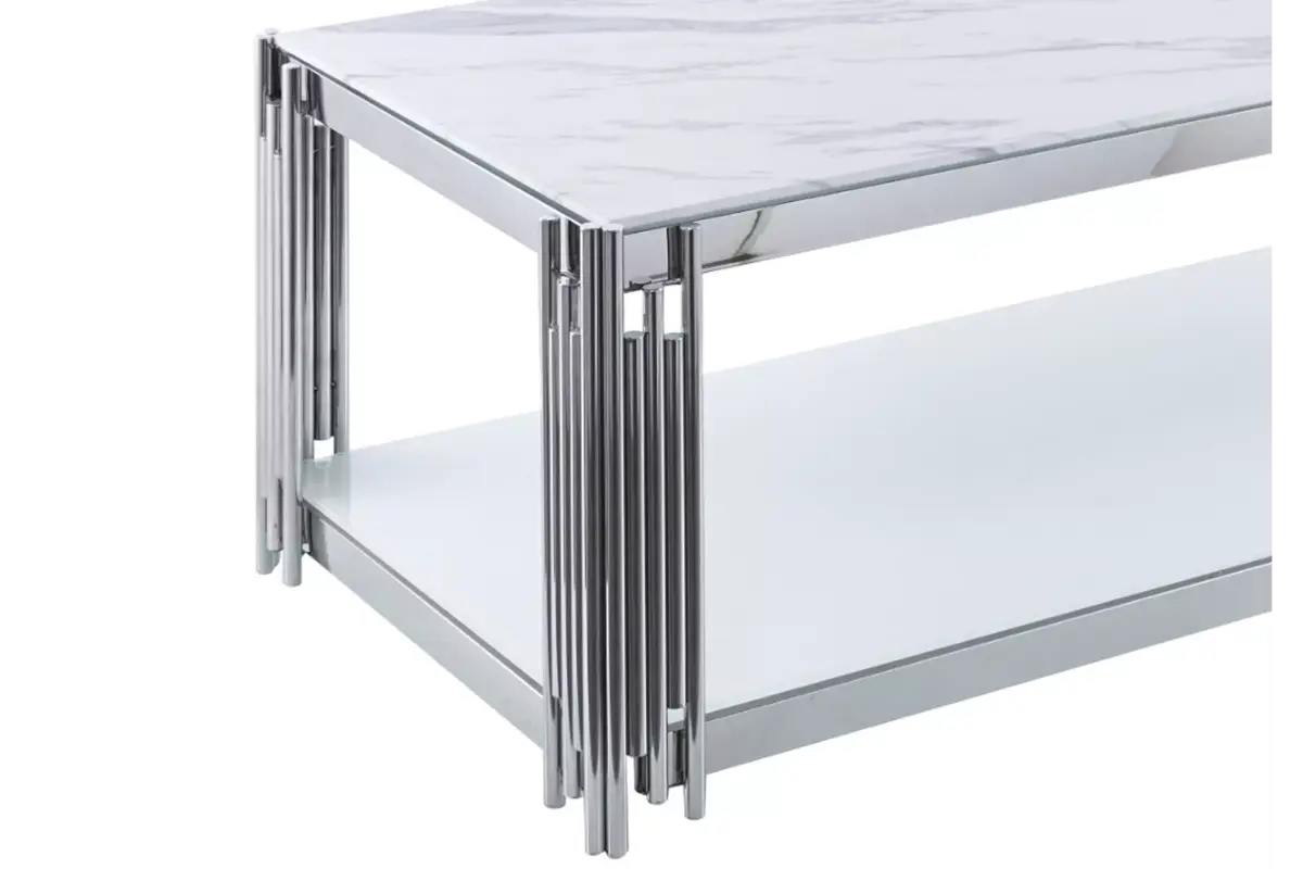 Table basse chromé marbre éVE