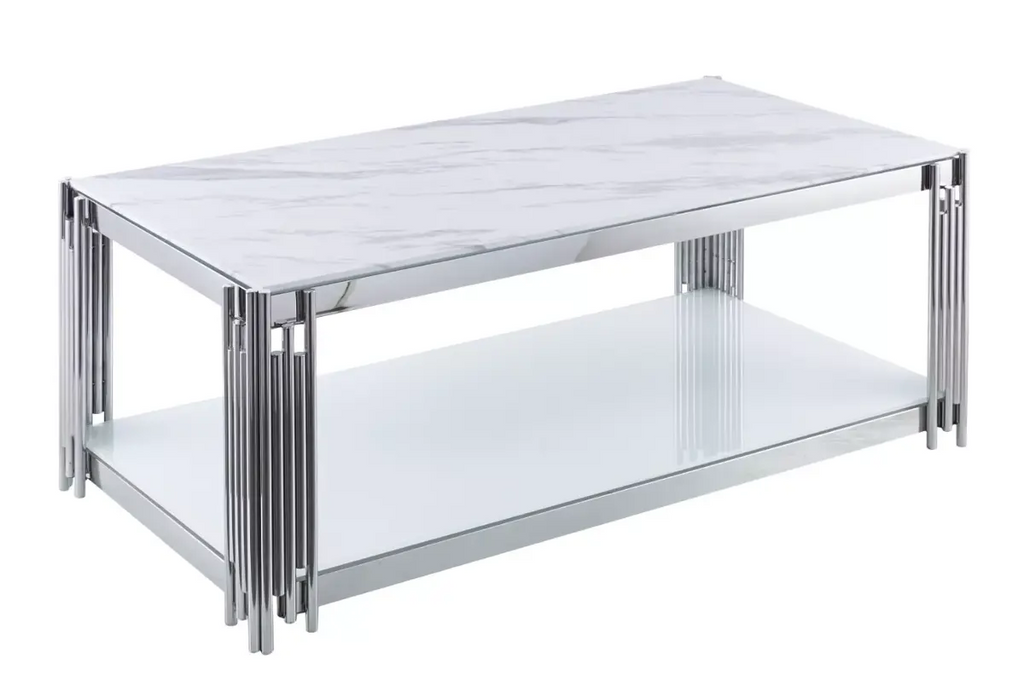 Table basse chromé marbre éVE