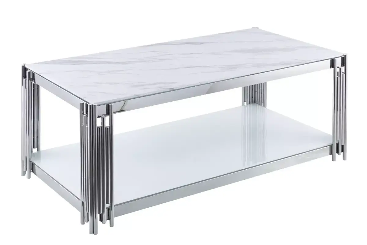 Table basse chromé marbre éVE Swedzo-Meuble