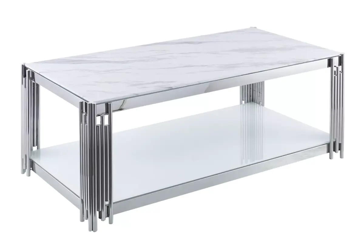 Table basse chromé marbre éVE