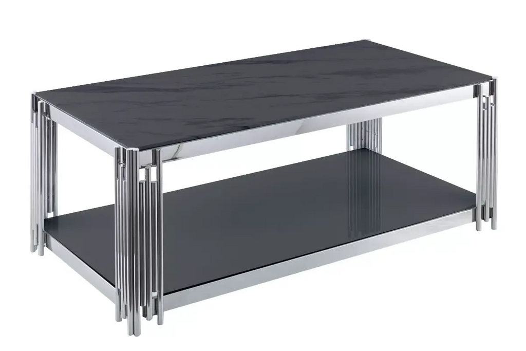 Table basse chromé marbre éVE