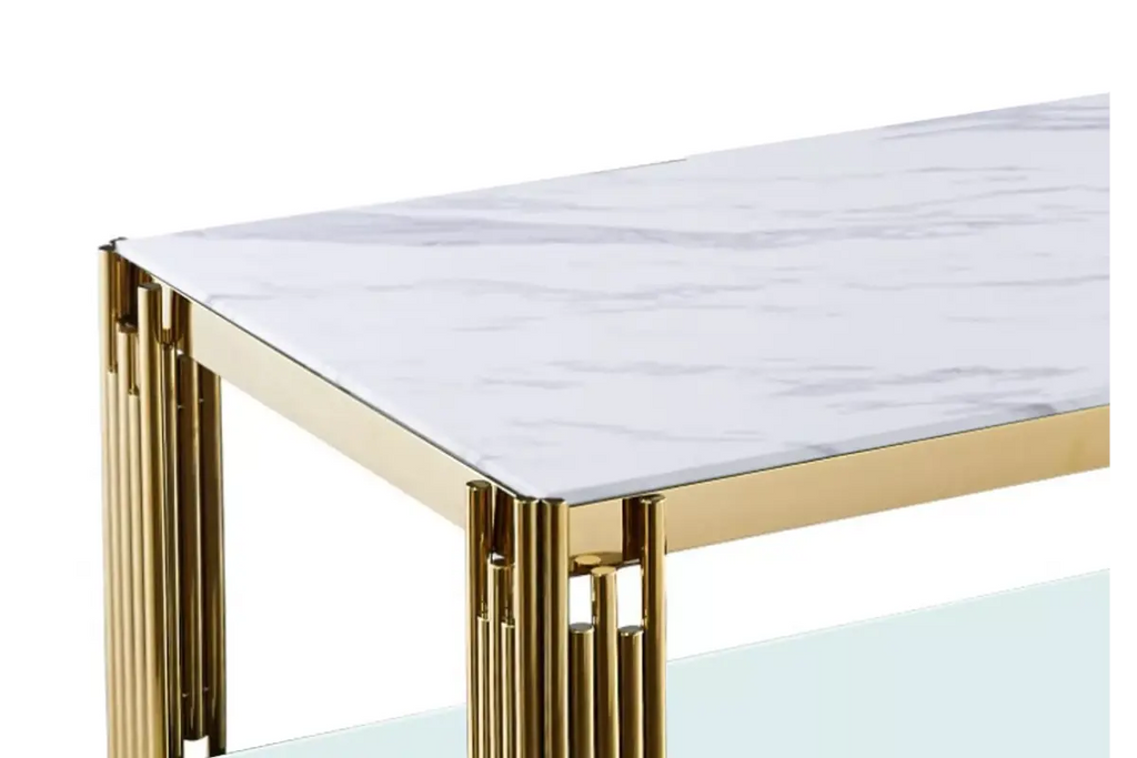 Table basse doré marbre blanc éVE