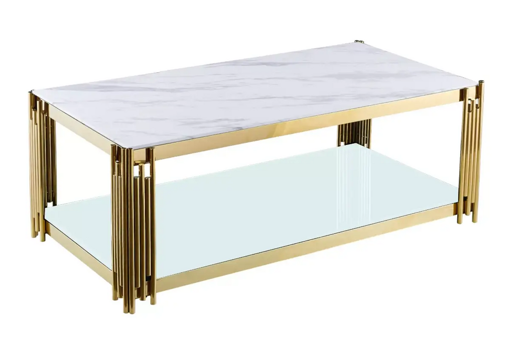 Table basse doré marbre blanc éVE