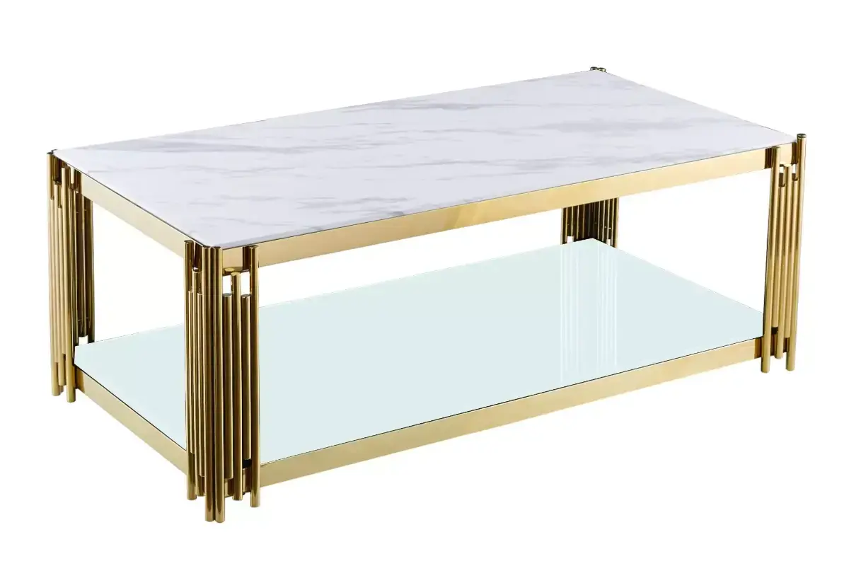 Table basse doré marbre blanc éVE Swedzo-Meuble