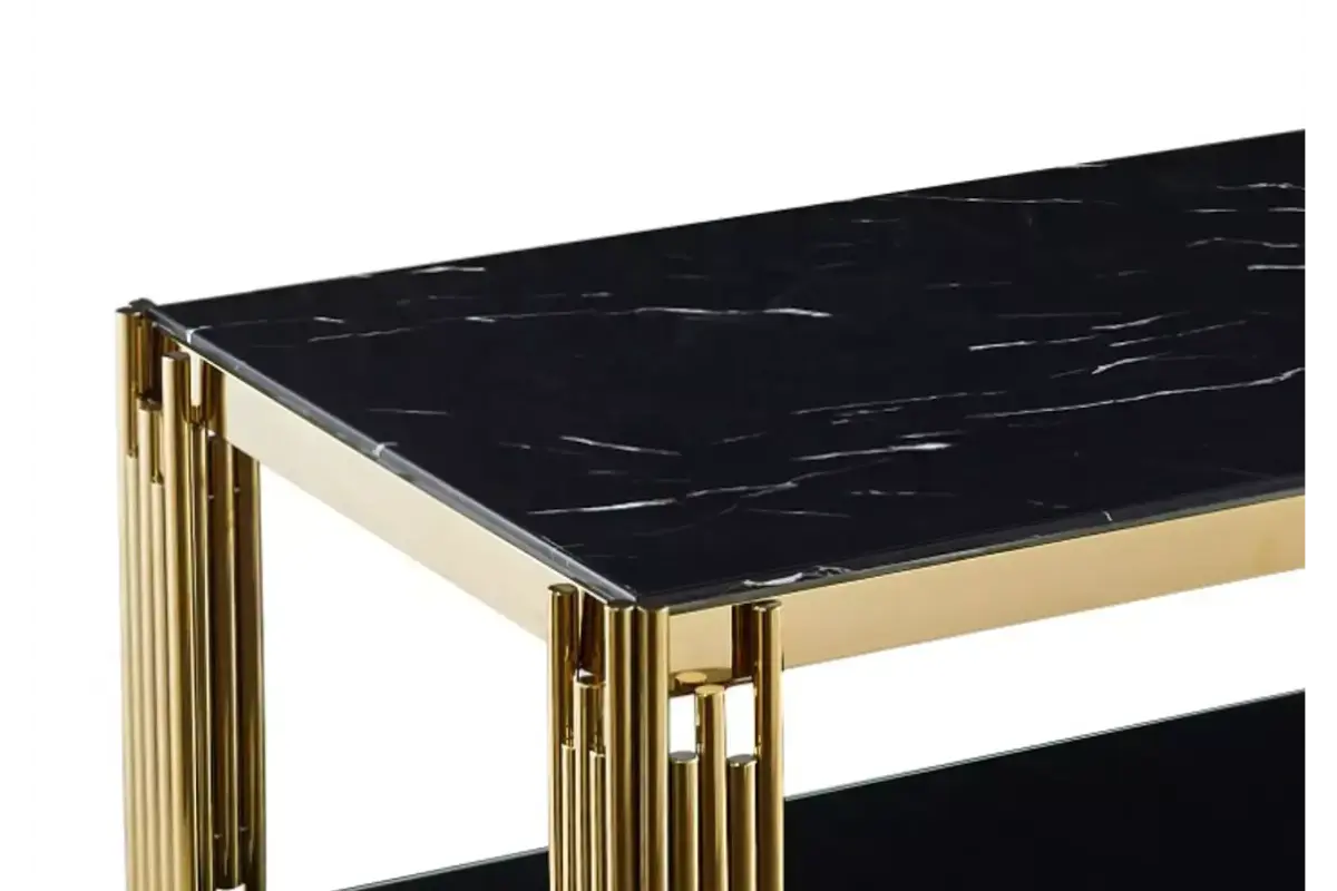 Table basse doré marbre noir éVE Swedzo-Meuble