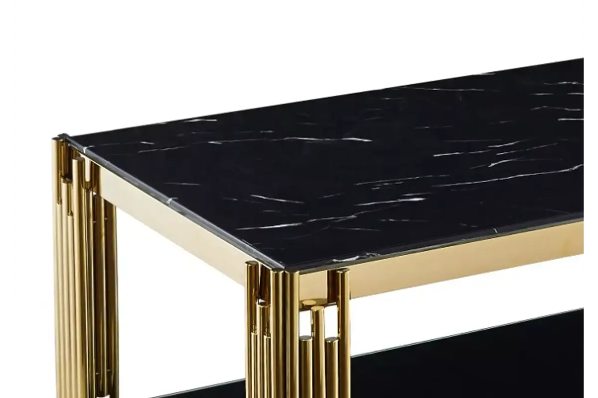 Table basse doré marbre noir éVE