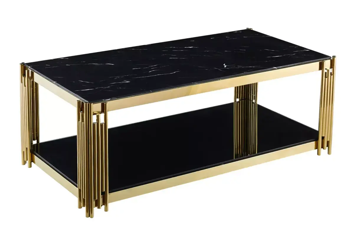 Table basse doré marbre noir éVE Swedzo-Meuble