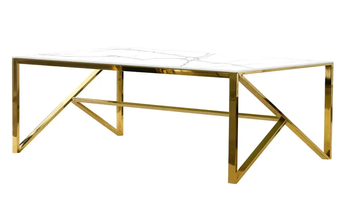 Table basse dorée marbre blanc JESSY Swedzo-Meuble
