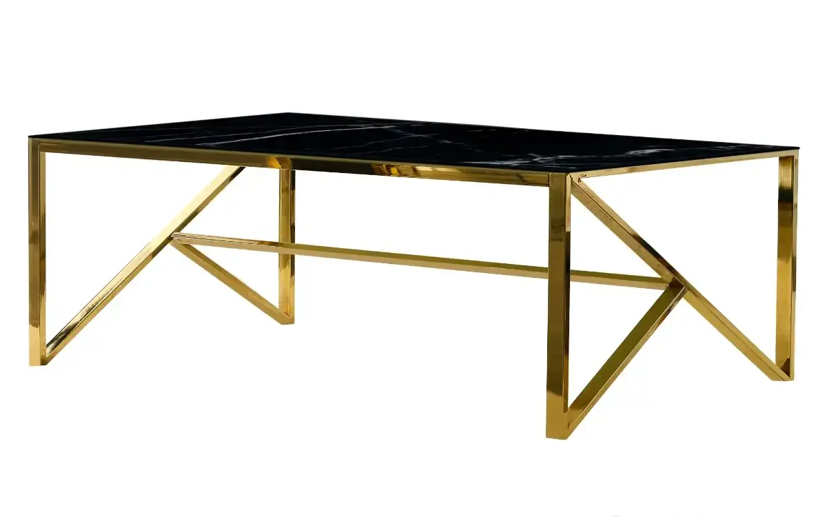 Table basse dorée marbre noir JESSY Swedzo-Meuble