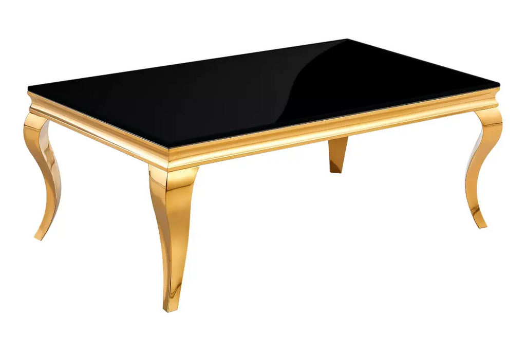 Table basse dorée verre noir NEO