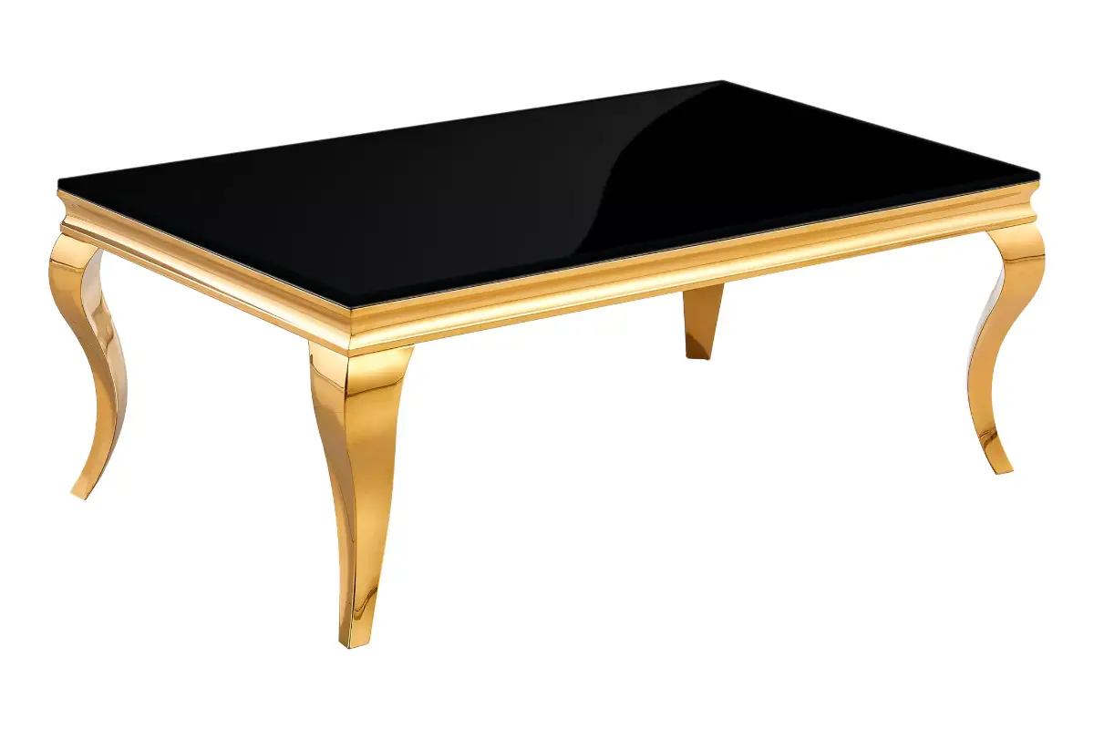 Table basse dorée verre noir NEO
