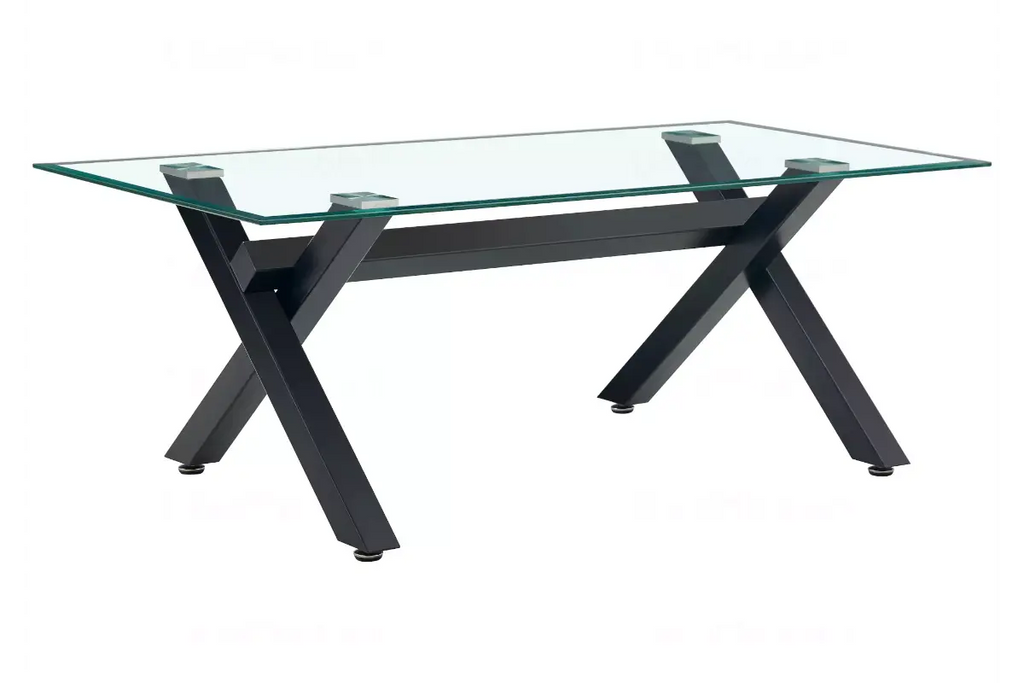 Table basse en verre pied noir CROSS