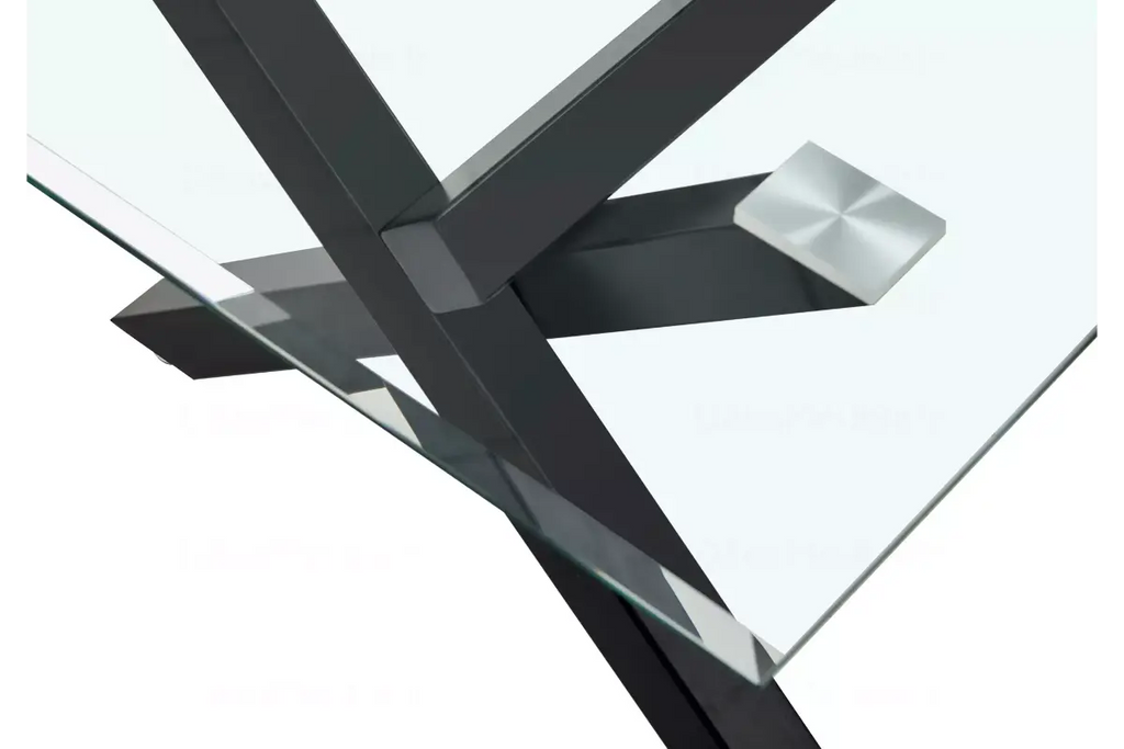Table basse en verre pied noir CROSS