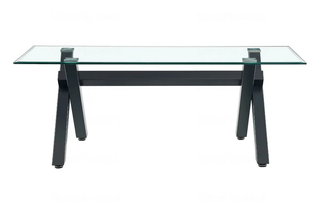 Table basse en verre pied noir CROSS