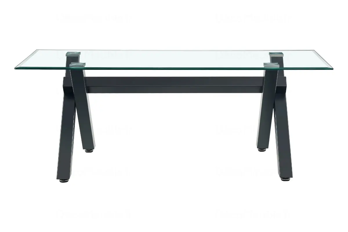 Table basse en verre pied noir CROSS