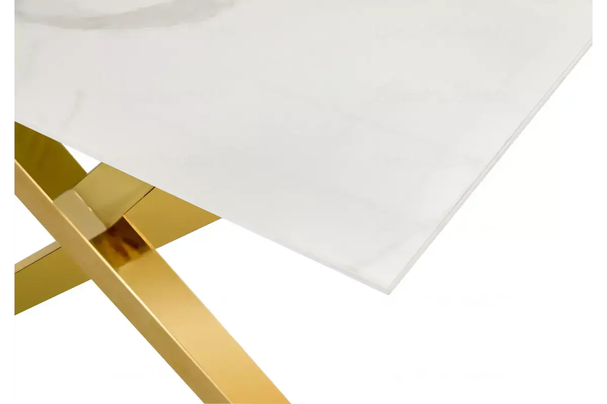 Table basse marbre blanc pied doré CROSS Swedzo-Meuble